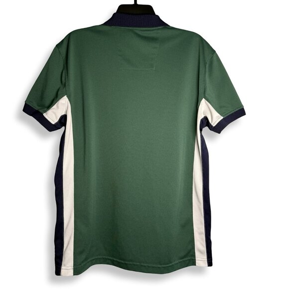 Nautica Polo Shirt Mens Med Slim Fit‎ Performance Sail Logo Green Navy White - Picture 9 of 9